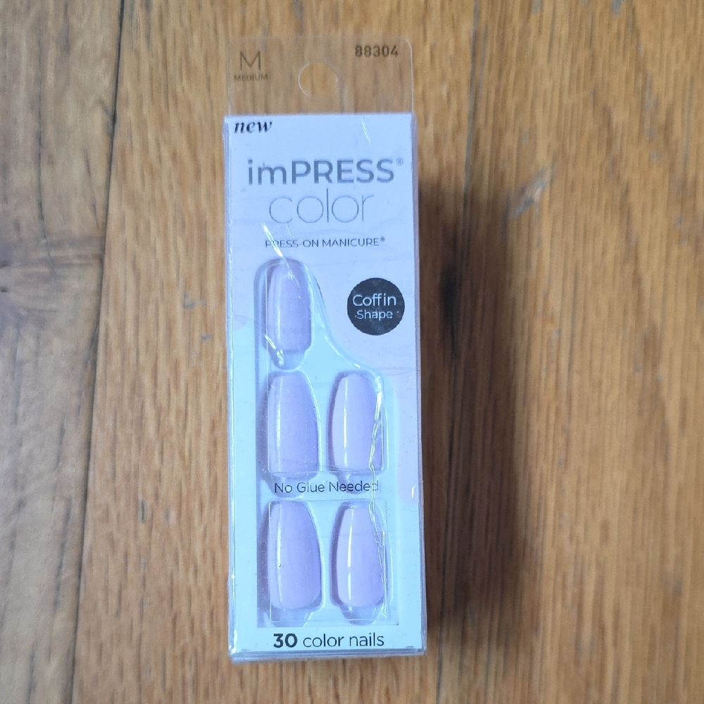 imPRESS Color Coffin Shape Press On Nails French Lavender 516